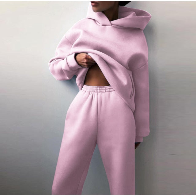 Hoodie Sweatshirt Long Pant Two Piece Set KevenKosh® Pink M 