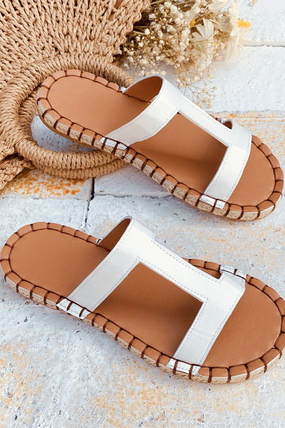 White Leather Slip-on Sandals Sandals KevenKosh® 