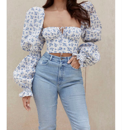 Cropped Chiffon Floral Top