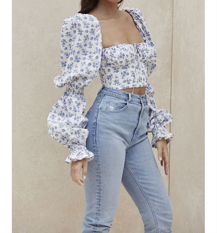 Cropped Chiffon Floral Top