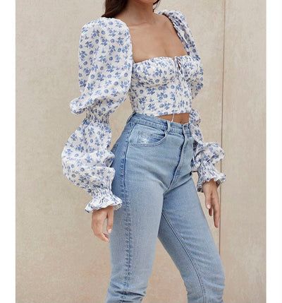 Cropped Chiffon Floral Top