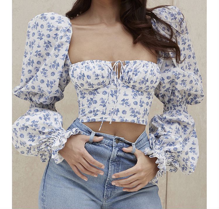 Cropped Chiffon Floral Top