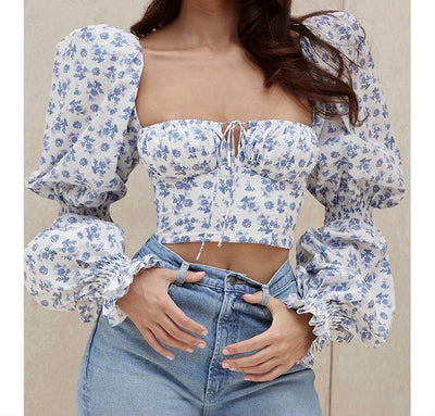 Cropped Chiffon Floral Top