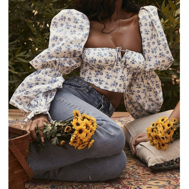 Cropped Chiffon Floral Top