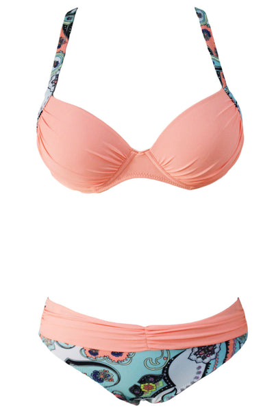 Sexy Pink Padded Gather Push-up Bikini Set Bikinis KevenKosh® 