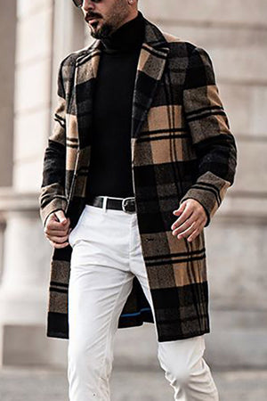 Plaid Woolen Slim Mid-length Casual Coat Jacket Tops & Tshirts KevenKosh® 