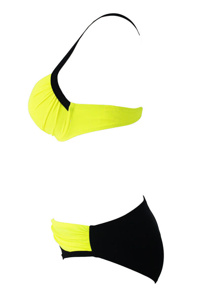 Sexy Yellow Padded Gather Push-up Bikini Set Bikinis KevenKosh® 