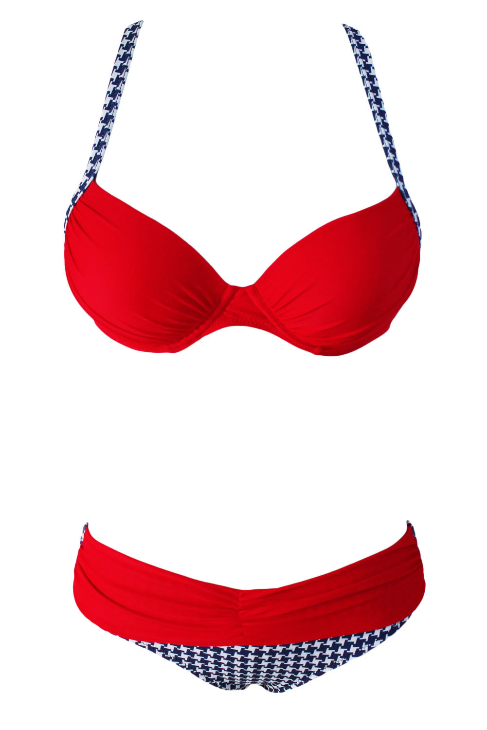 Sexy Red Padded Gather Push-up Bikini Set Bikinis KevenKosh® 