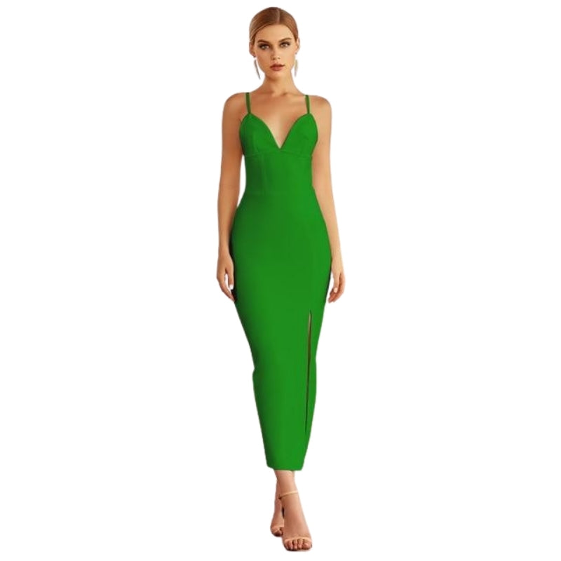 Bodycon V-neck Evening Dress KevenKosh® Green XS 
