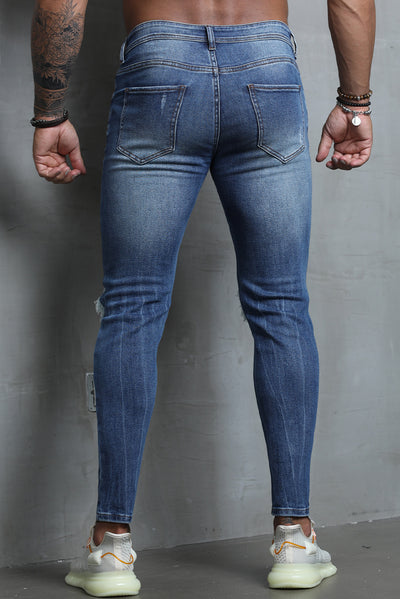 KevenKosh® Blue Ripped Skinny Fit Men's Jeans