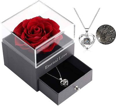 Rose Jewelry Box With Necklace KevenKosh® Box With Silver Heart Necklace 