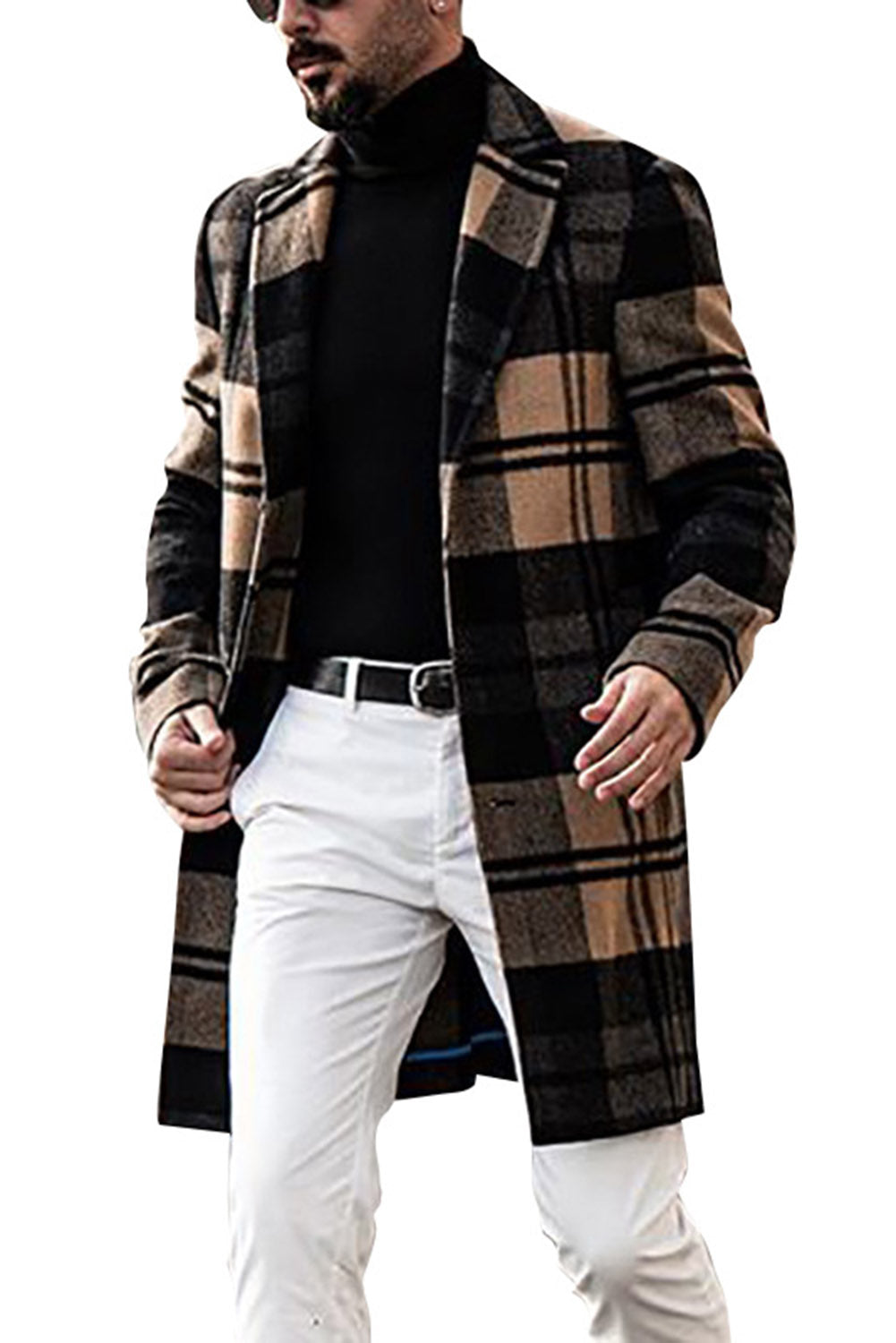 Plaid Woolen Slim Mid-length Casual Coat Jacket Tops & Tshirts KevenKosh® 