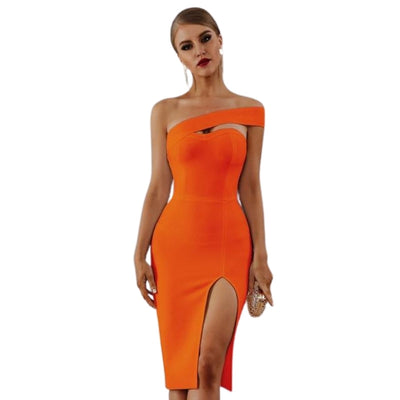 One-shoulder Bandage Bodycon Dress KevenKosh® Orange L 