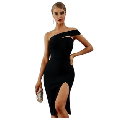 One-shoulder Bandage Bodycon Dress KevenKosh® Black L 