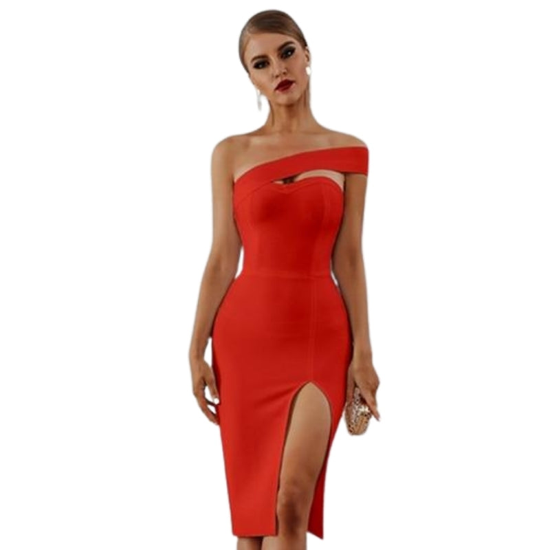 One-shoulder Bandage Bodycon Dress KevenKosh® Red L 