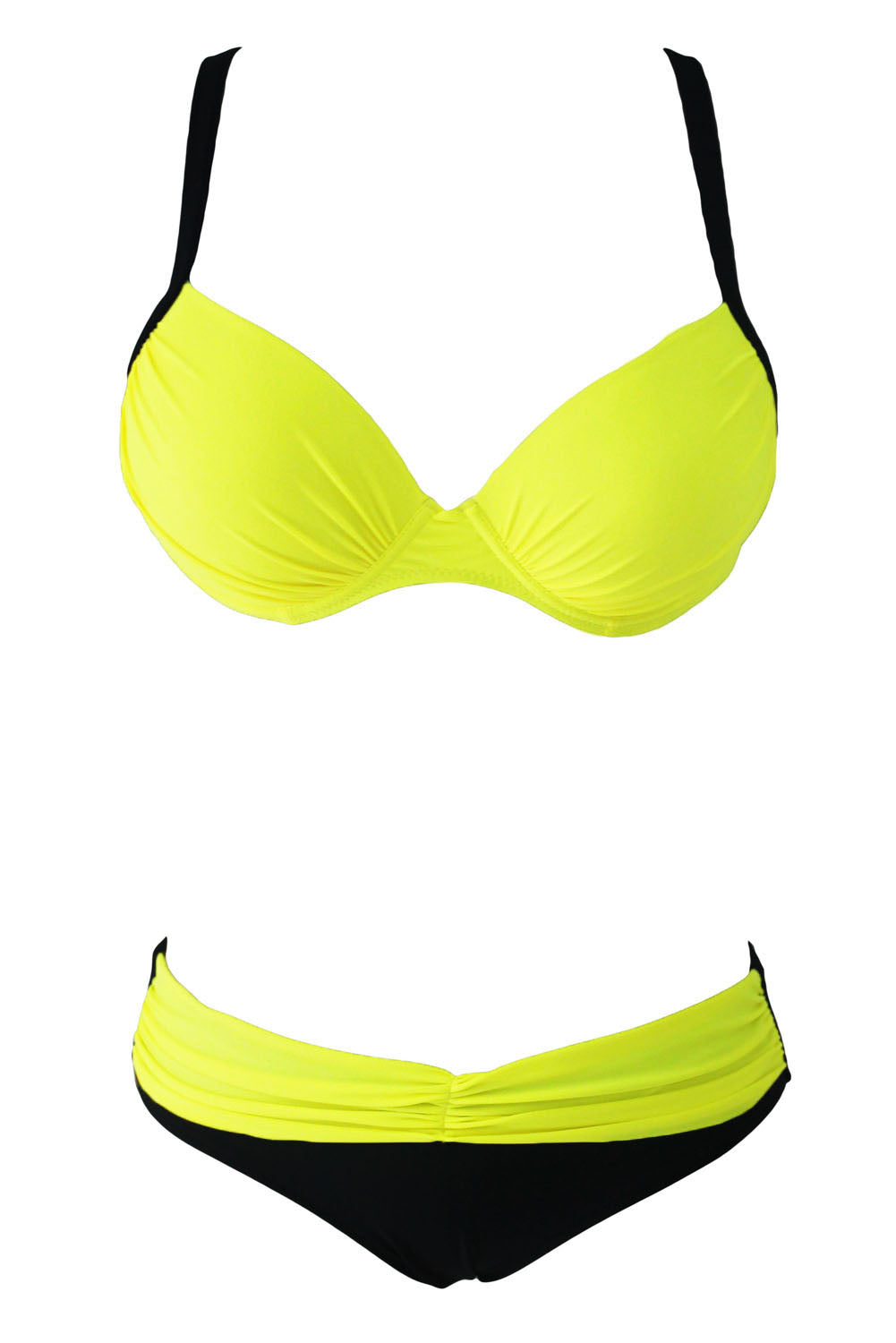 Sexy Yellow Padded Gather Push-up Bikini Set Bikinis KevenKosh® 