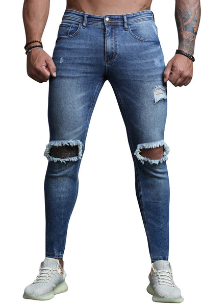KevenKosh® Blue Ripped Skinny Fit Men's Jeans