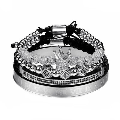 Luxury Bracelet Set With Crown KevenKosh® Silver 4pcs Set 