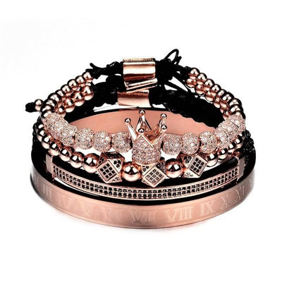 Luxury Bracelet Set With Crown KevenKosh® Rose Gold 4pcs Set 