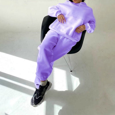 Hoodie Sweatshirt Long Pant Two Piece Set KevenKosh® Purple L 
