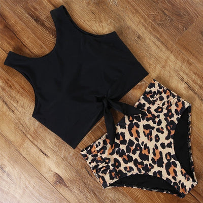 High-waist Swimsuit Bikini KevenKosh® Black Leopard M 