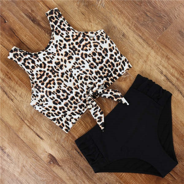 High-waist Swimsuit Bikini KevenKosh® Leopard Black S 