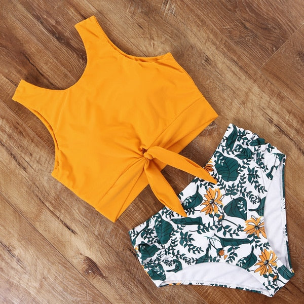 High-waist Swimsuit Bikini KevenKosh® Yellow Floral XL 