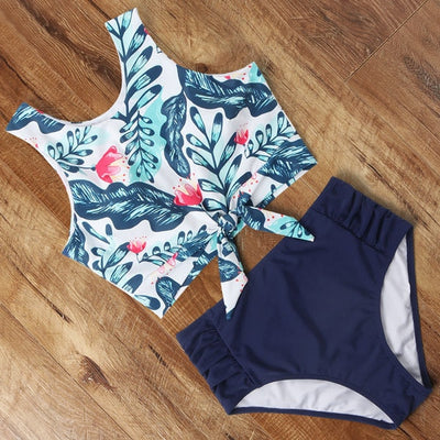 High-waist Swimsuit Bikini KevenKosh® Navy Floral XL 