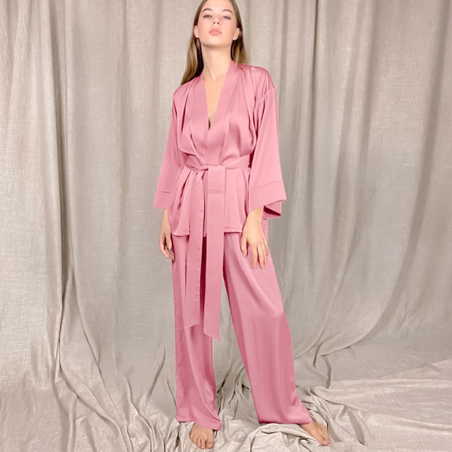 Home Suit Satin Sleepwear KevenKosh® Pink S 