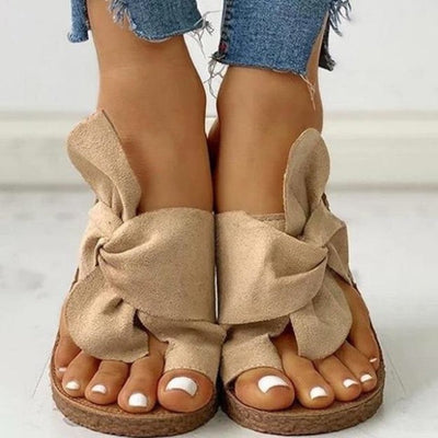 Women's Flops Bow Front Open Sandals KevenKosh® Khaki 42 