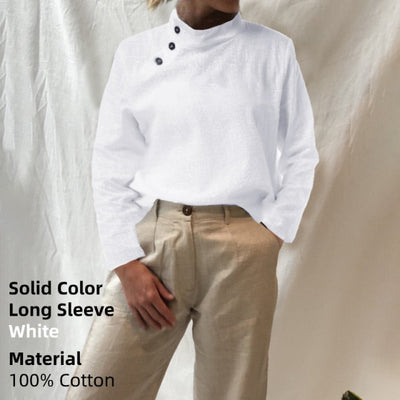 Casual Oversized Cotton Short-sleeve Tunic Top KevenKosh® S Long Sleeve White 