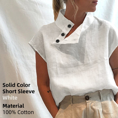 Casual Oversized Cotton Short-sleeve Tunic Top KevenKosh® S Short Sleeve White 