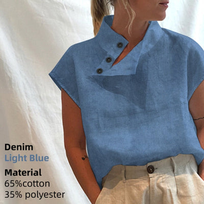 Casual Oversized Cotton Short-sleeve Tunic Top KevenKosh® 5XL Denim Light Blue 