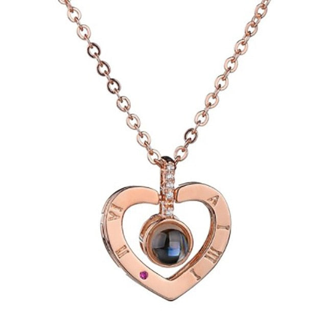 Rose Jewelry Box With Necklace KevenKosh® Gold Heart (Only Necklace) 