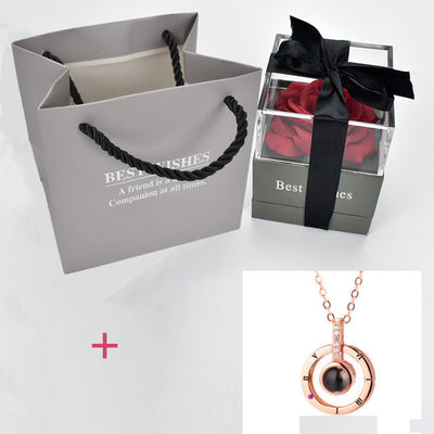 Rose Jewelry Box With Necklace KevenKosh® Box With Gold Necklace 